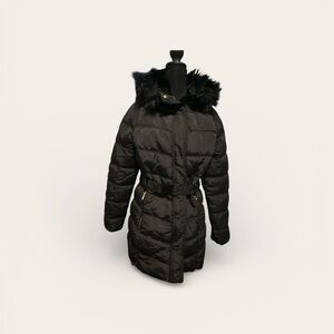 H&M Black Puffer Jacket with Faux Fur Trim